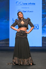 sable black fish tail skirt withblouse and  jacket