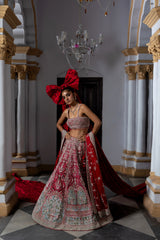 Eclipsed Ruby Wedding Lehenga