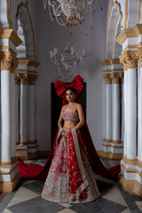 Eclipsed Ruby Wedding Lehenga
