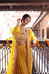 MUSTARD EMBROIDERD LEHENGA
