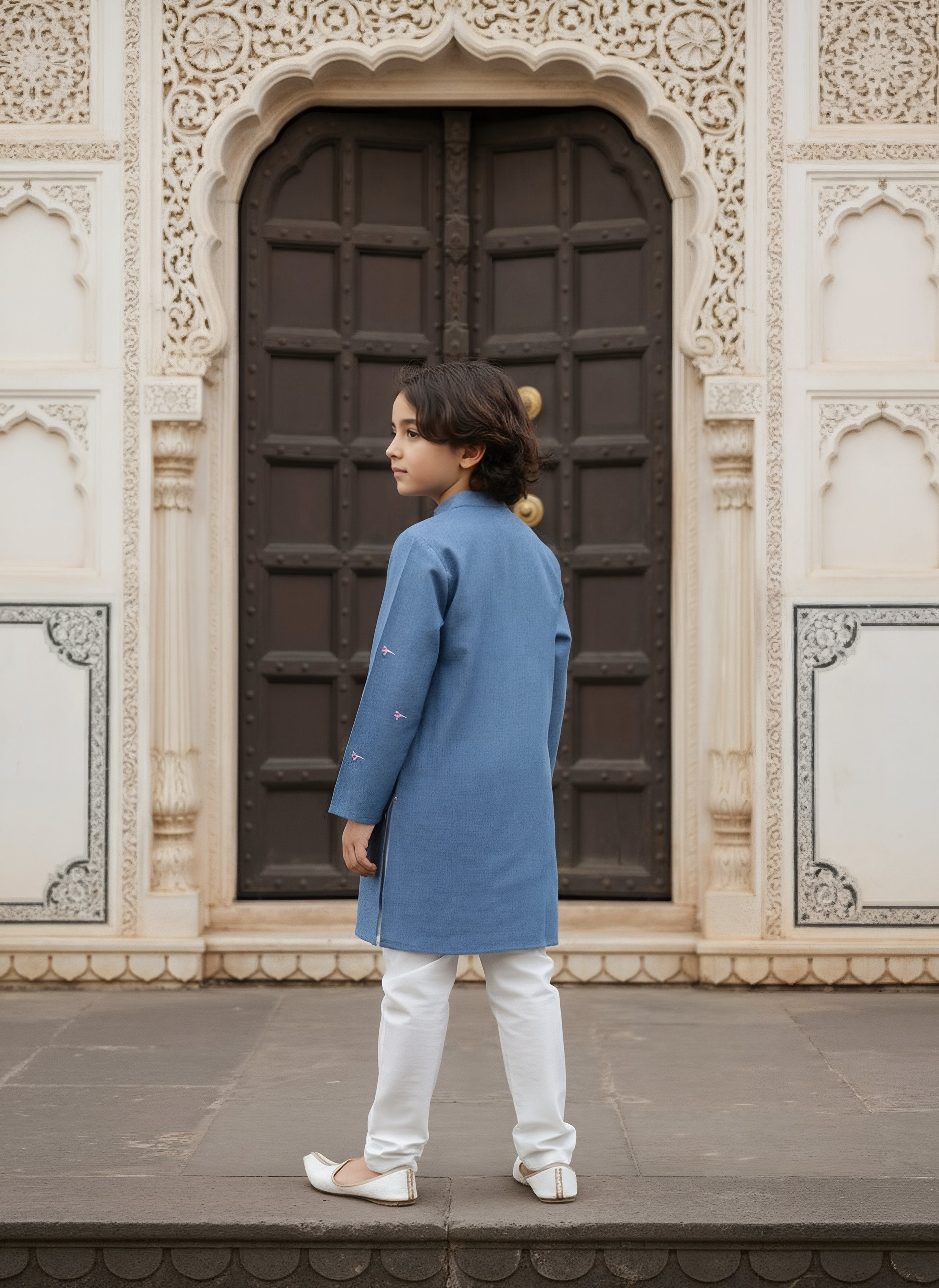 Blue Embroidered Kurta with Pant