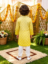 Yellow Ombre Embroidered Kurta Salwar
