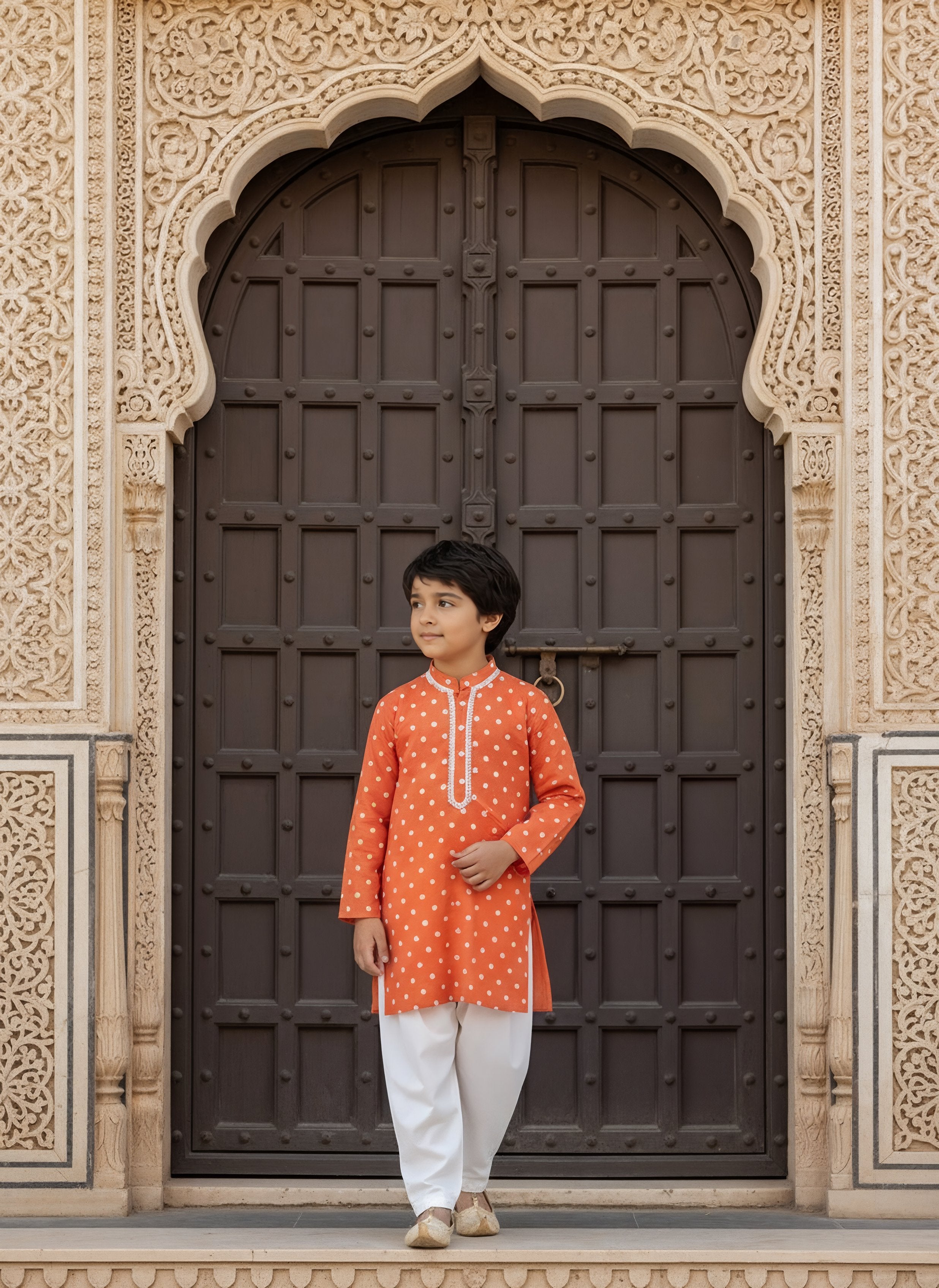 Orange Ombre Embroidered Kurta Salwar