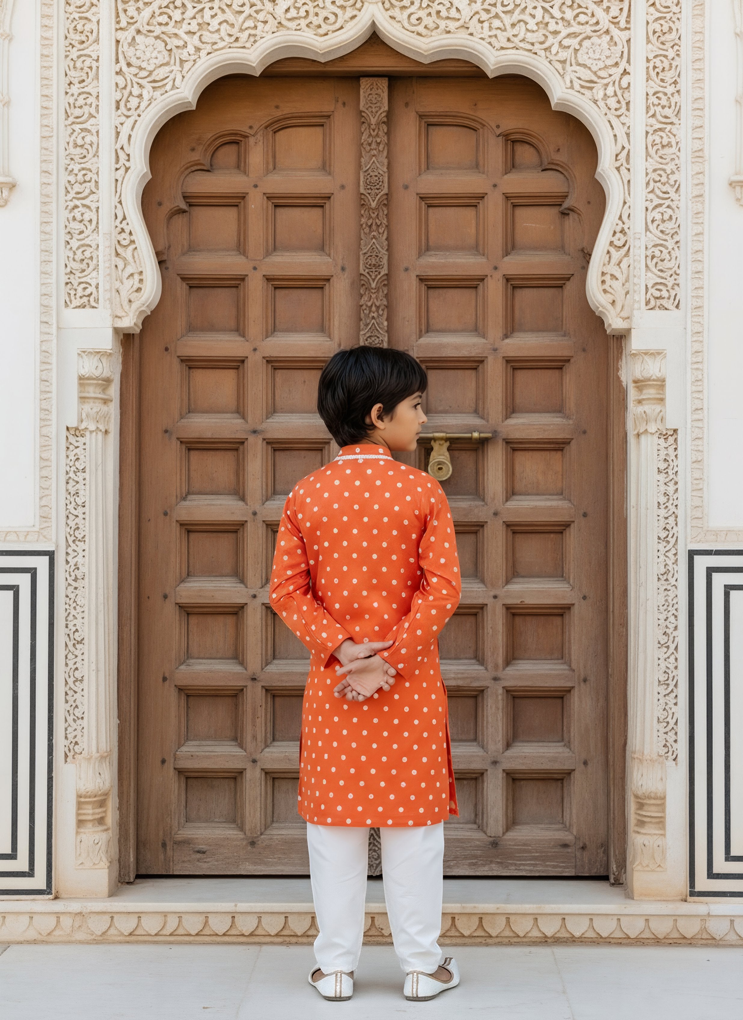 Orange Ombre Embroidered Kurta Salwar