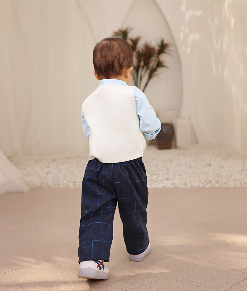 White Waist Coat with Pant and Shirt