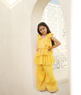 Yellow Printed Layered kurti with Plazzo
