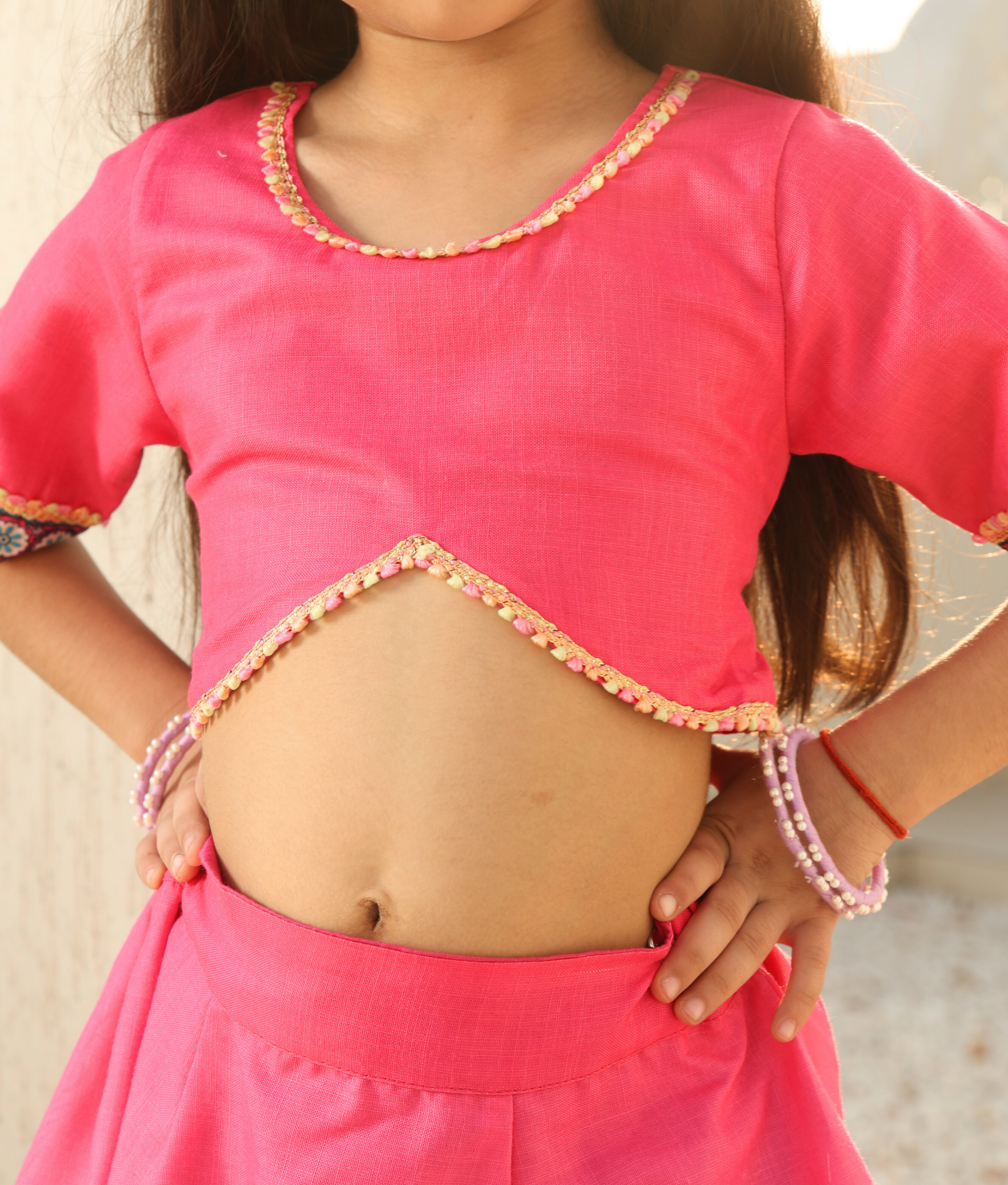 Pink Choli wih Lehenga
