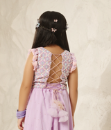 Lilac Mirror Embroidered Top with Plazzo Pant