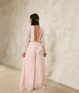 Baby Pink Mirror Embroidered Top with Plazzo Pant