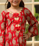 Red Printed Kurti Sharara Set