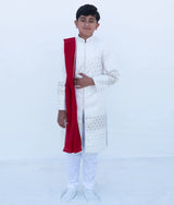 White Embroidered Sherwani with Chudidar