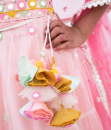 Pink Mirror Embroidered Choli with Lehenga