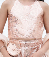 Peach Sequins Embroidery Lehenga Choli Set