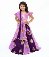 Lilac & Purple Embroidered Lehenga Set