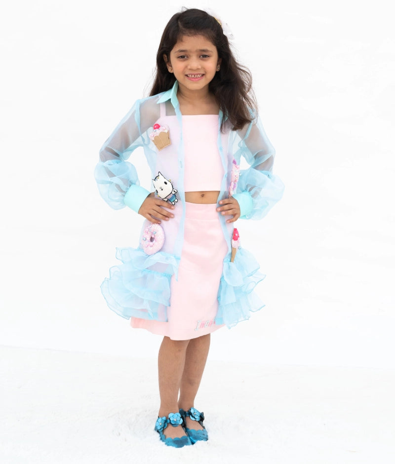 Pink Top with Skirt and Jacket