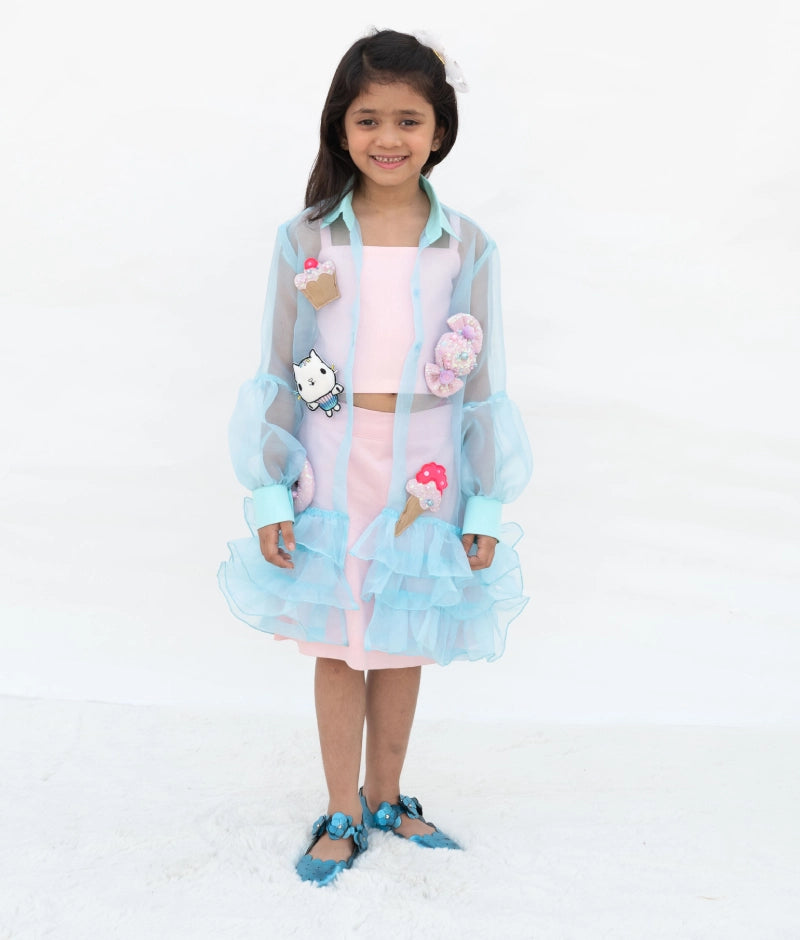 Pink Top with Skirt and Jacket