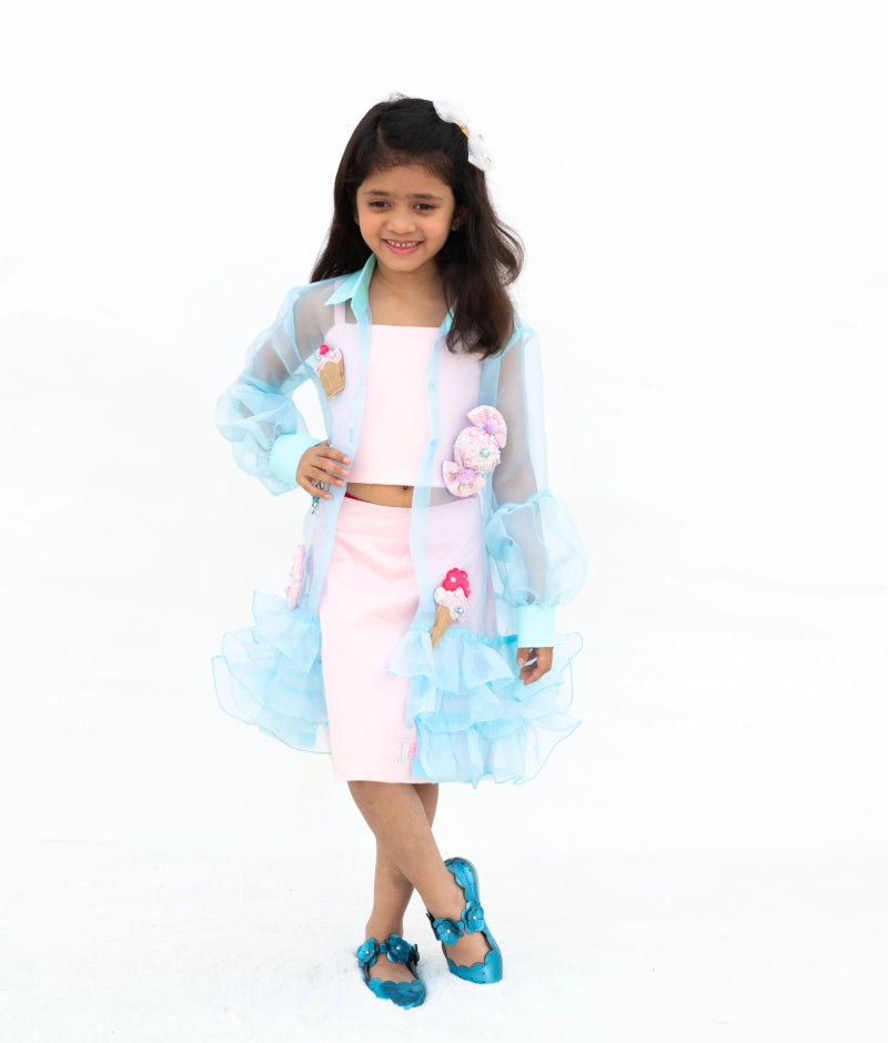 Pink Top with Skirt and Jacket