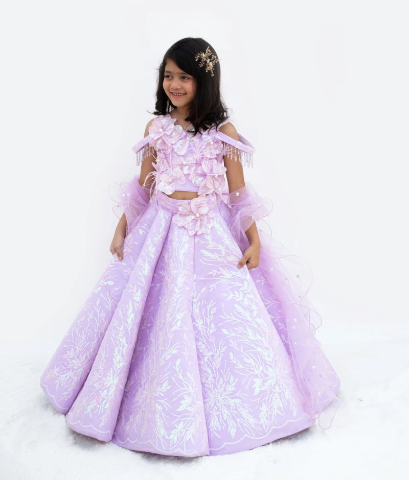 Lilac Embroidered Lehenga Choli