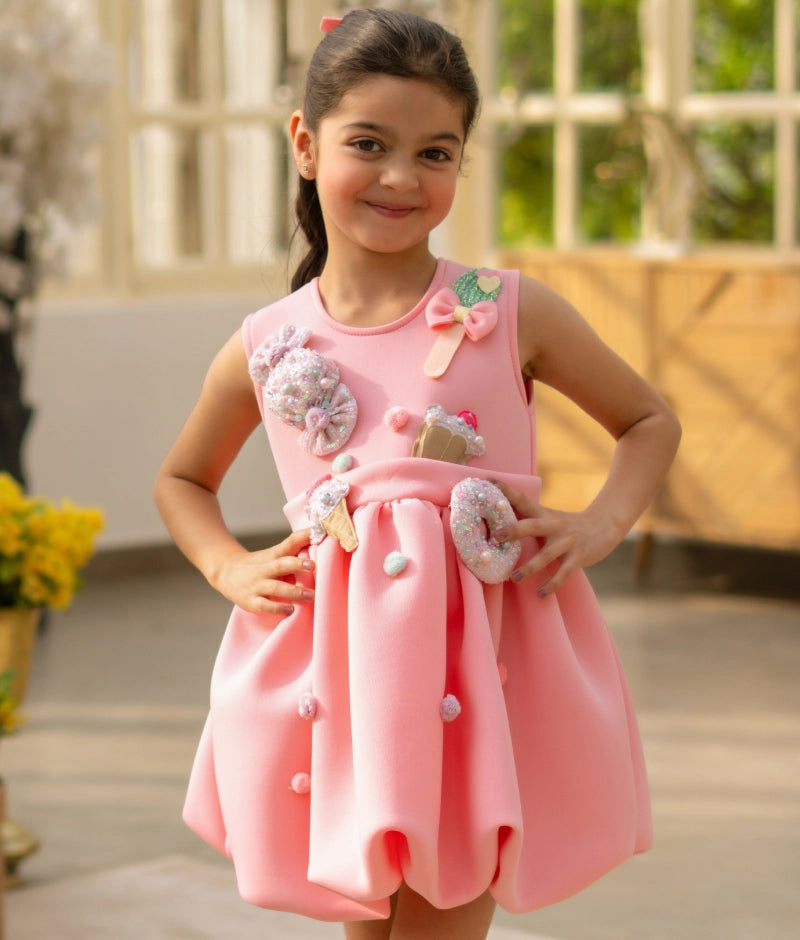 Peach Neoprene Party Dress