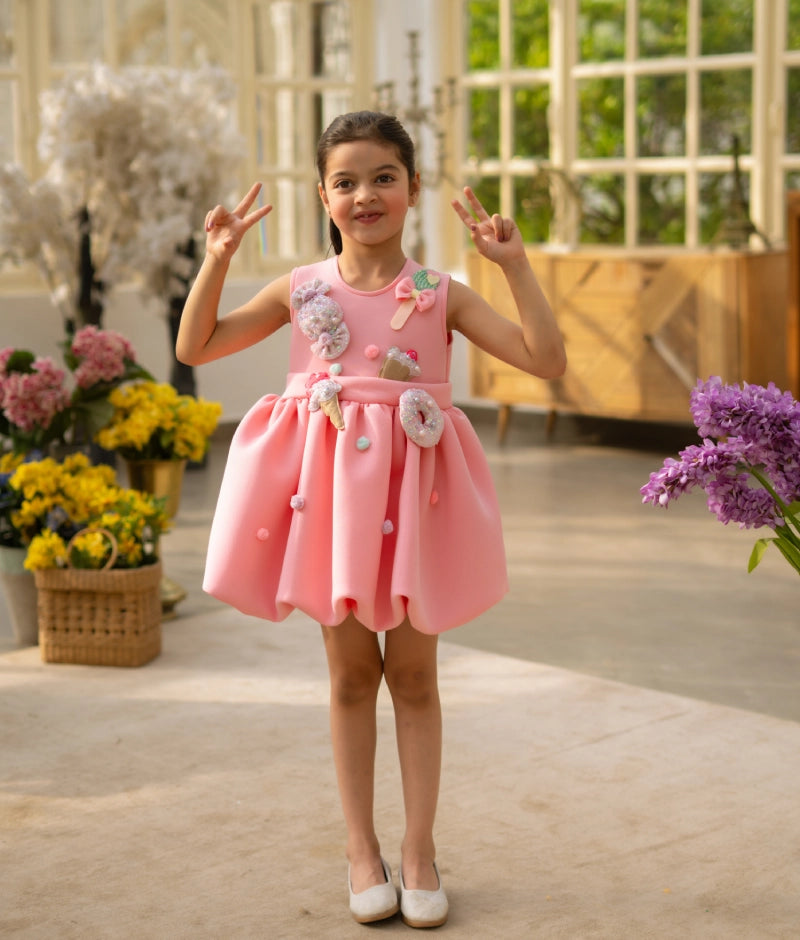 Peach Neoprene Party Dress