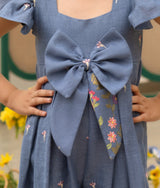 Blue Embroidered Denim Jumpsuit