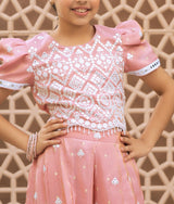 Pink Embroidered Top & Palazzo Set