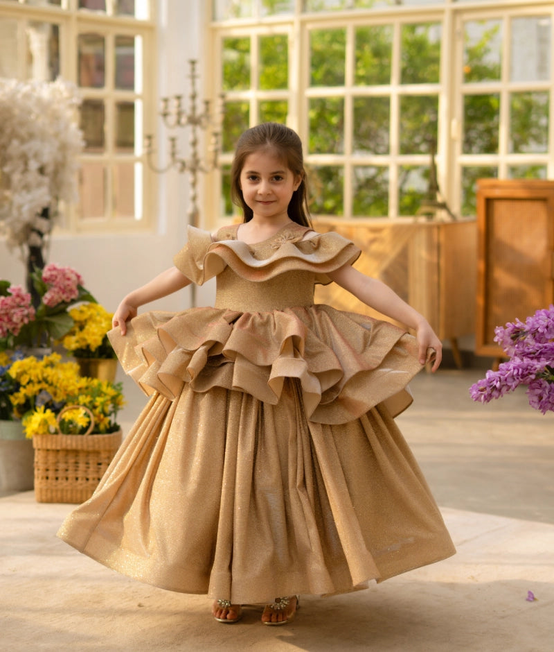 Golden Shimmer Party Gown