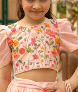 Peach Embroiderd Lehenga Choli Set