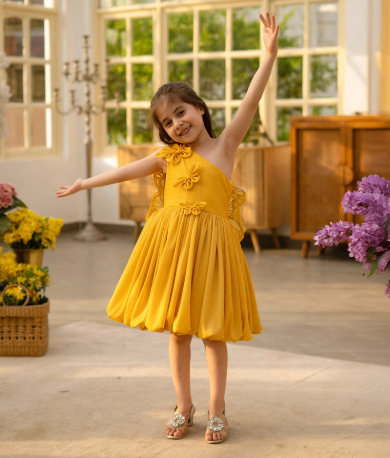 Mustard Yellow Shimmer Frock