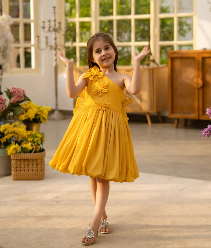 Mustard Yellow Shimmer Frock