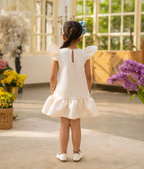 White Neoprene Motif Dress