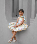 Printed Metallic Party Frock