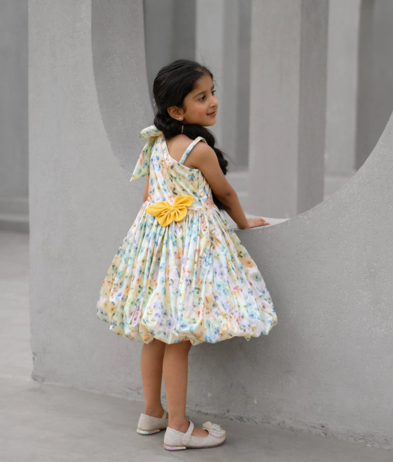 Printed Metallic Party Frock