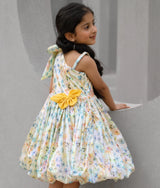 Printed Metallic Party Frock