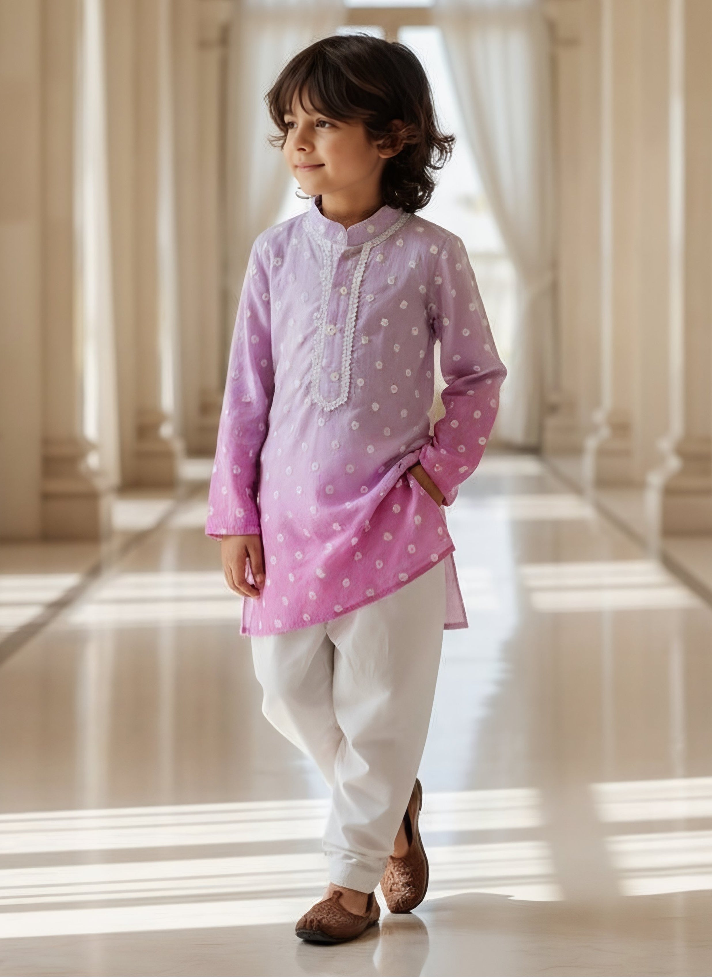 Pink Ombre Embroidered Kurta Salwar