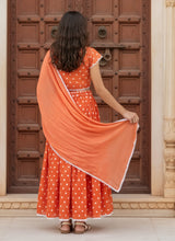 Orange Ombre Embroidered Lehenga Choli Set