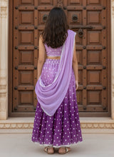 Lilac Ombre Embroidered Lehenga Choli Set