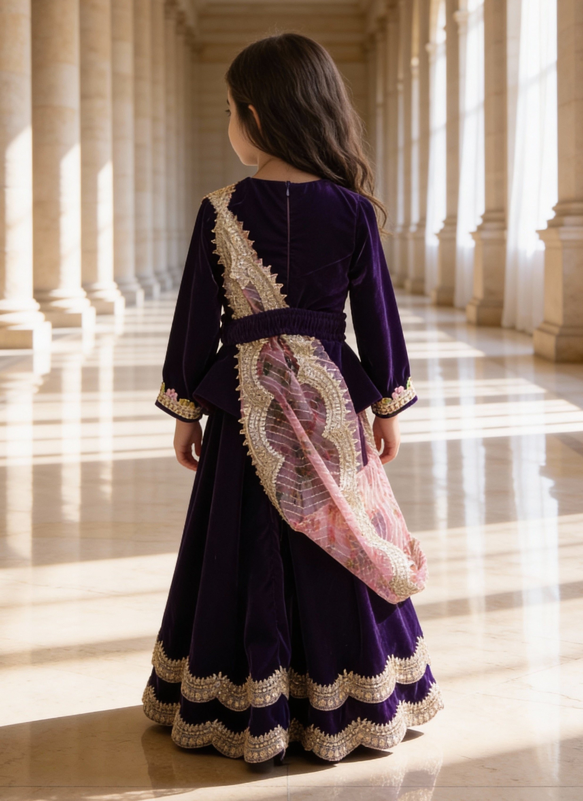 Purple Velvet lehenga choli for Girls