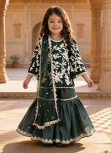 Green Embroidered Kurti Sharara set