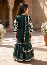 Green Embroidered Kurti Sharara set