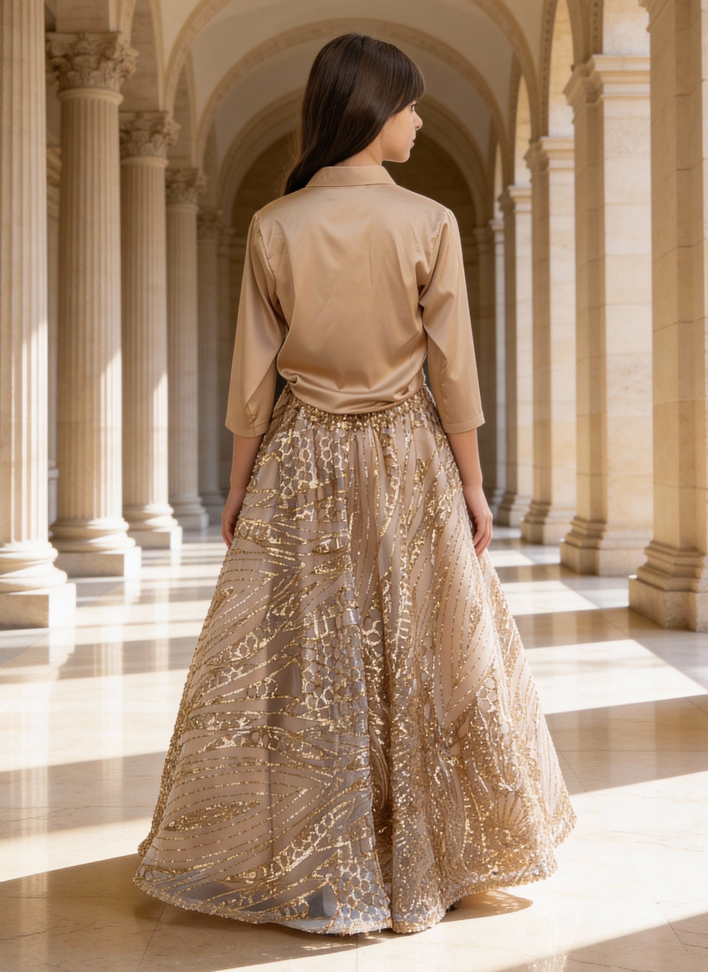 Beige Shirt with Skirt