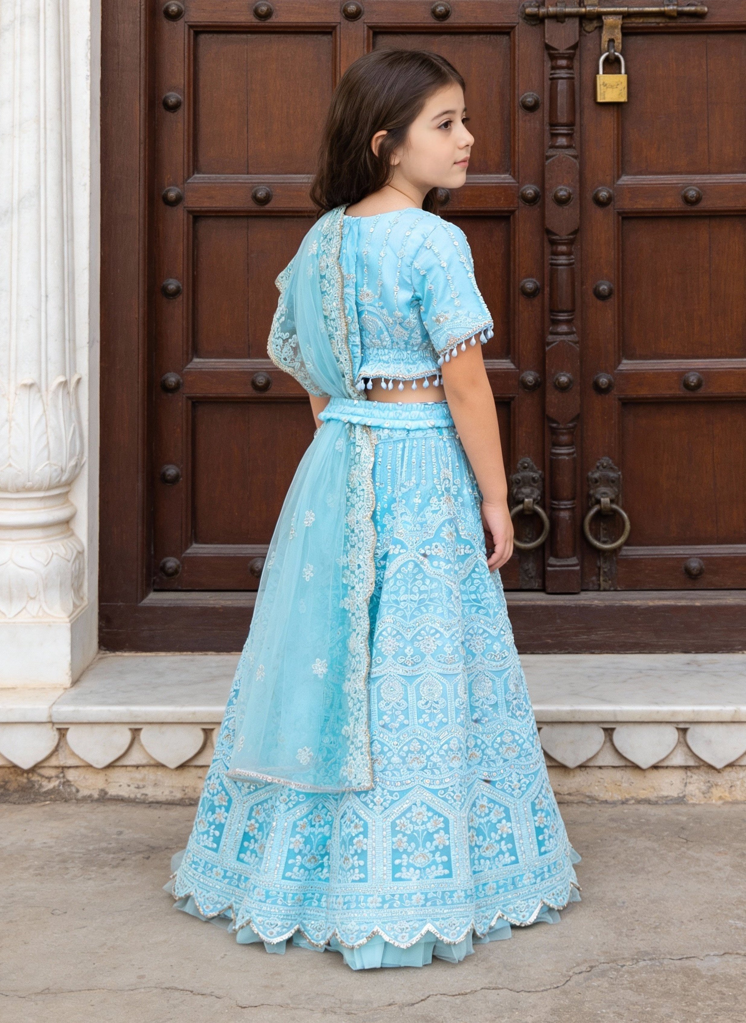 Blue Thread Lehenga for Girls