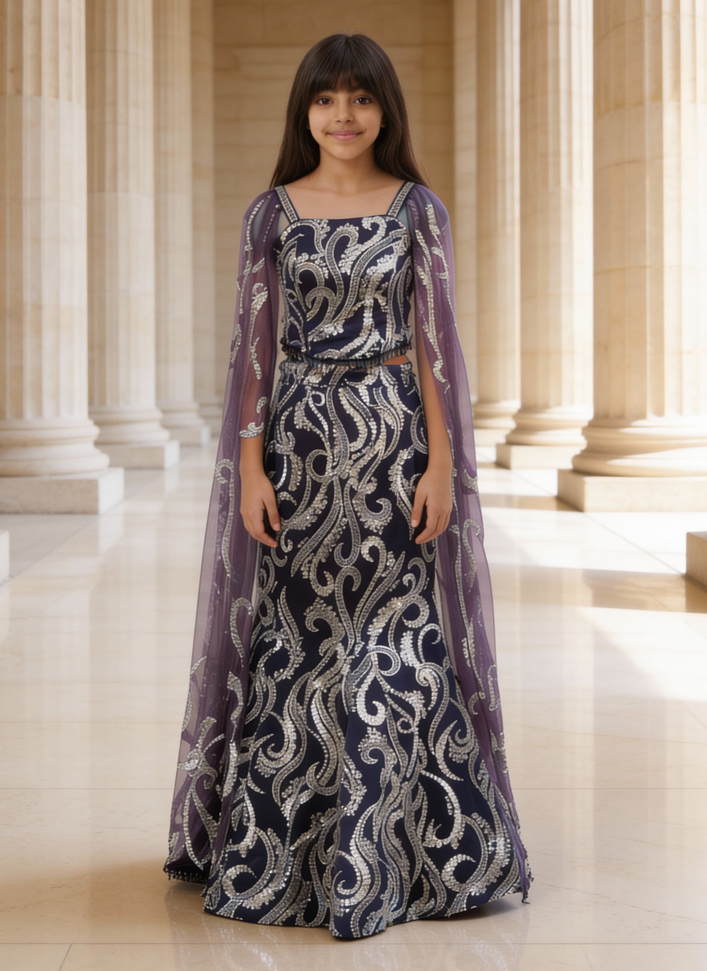 Purple Cut Dana Embroidered Lehenga Choli Set