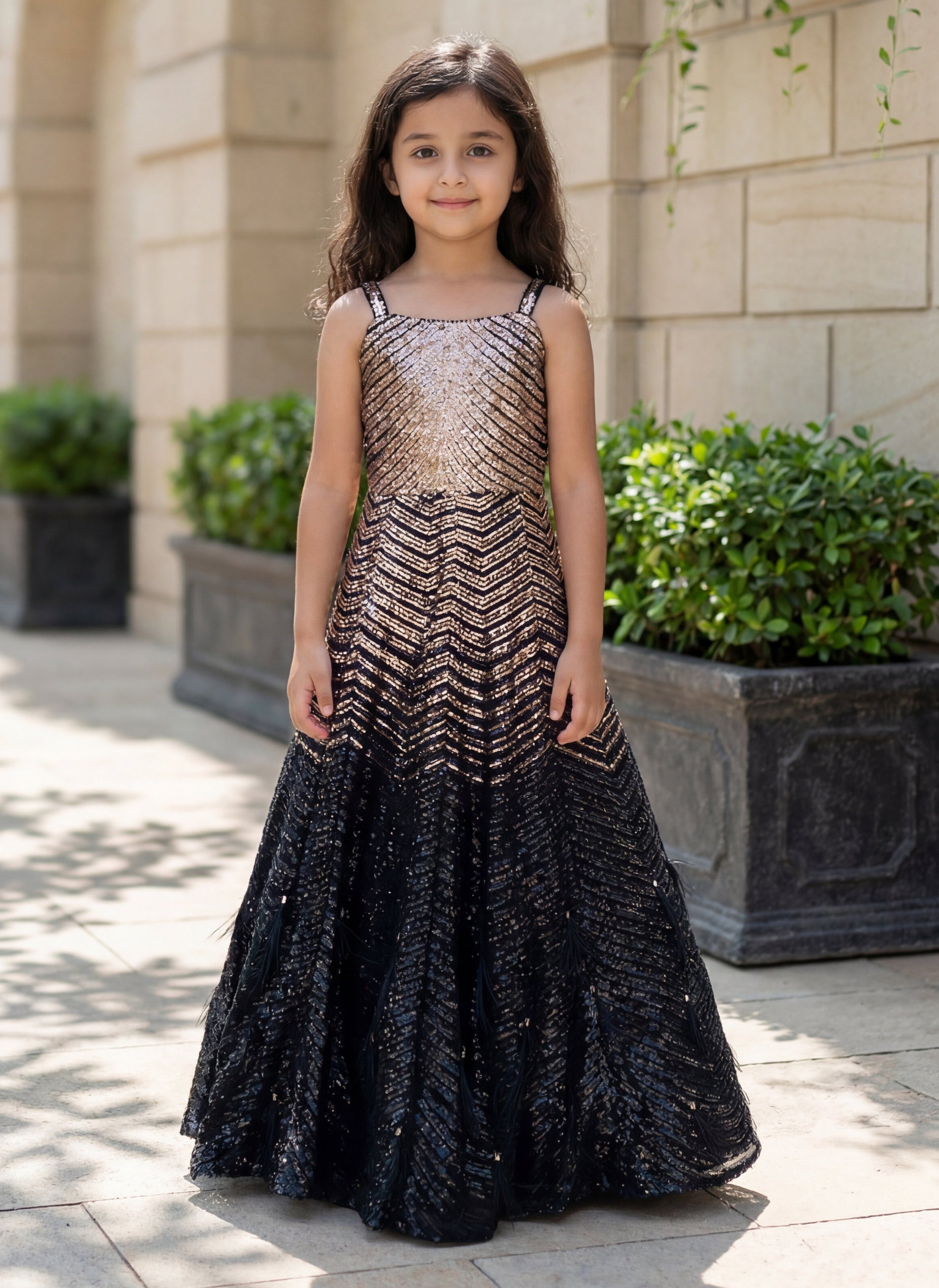 Gold & Black Sequence Gown