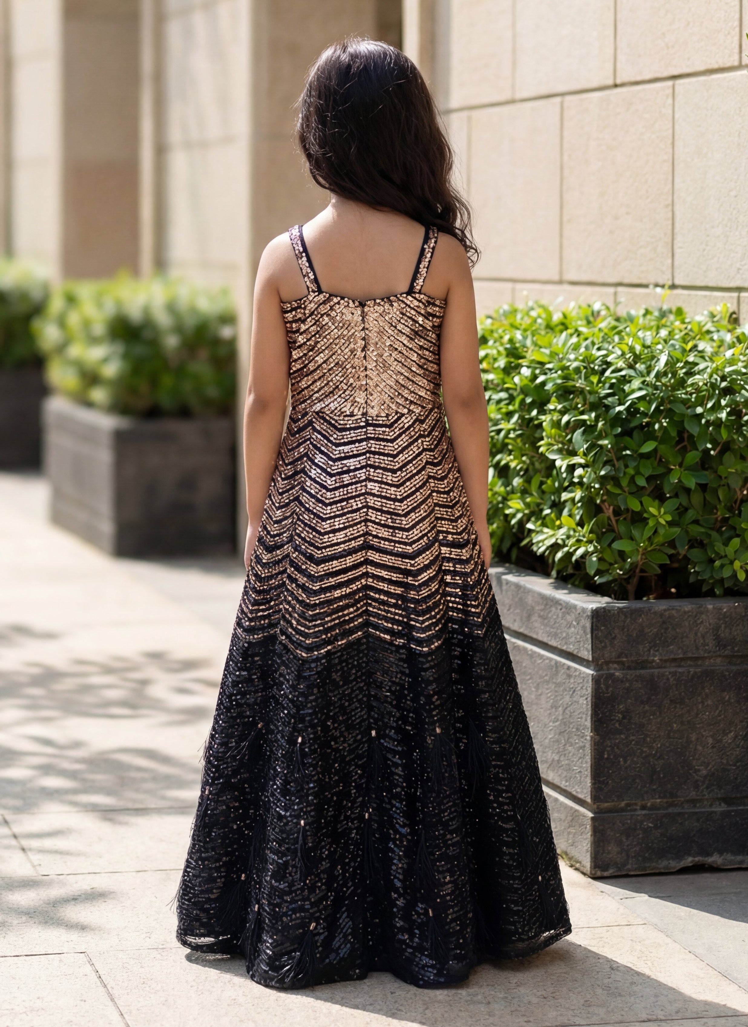 Gold & Black Sequence Gown