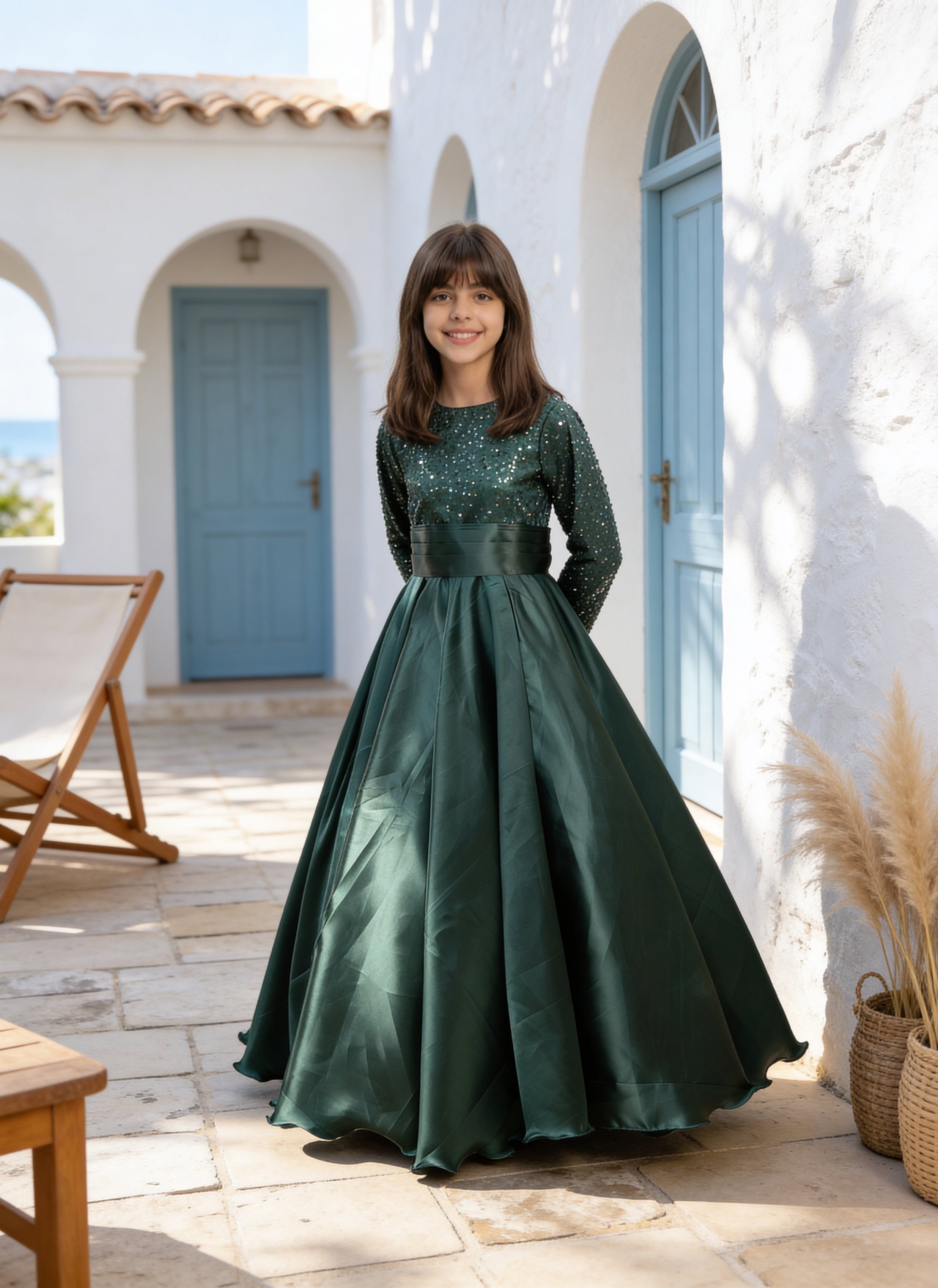 Green Sequence Embroidery Gown