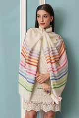 Flamingo Style | Embroidered Fine Wool Silk Stripe