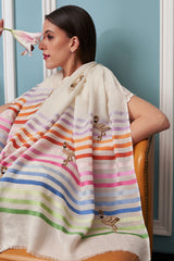 Flamingo Style | Embroidered Fine Wool Silk Stripe