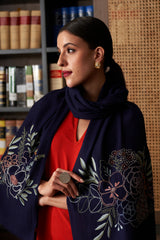 Floral Bouquet | Embroidered Fine Merino Wool Stole