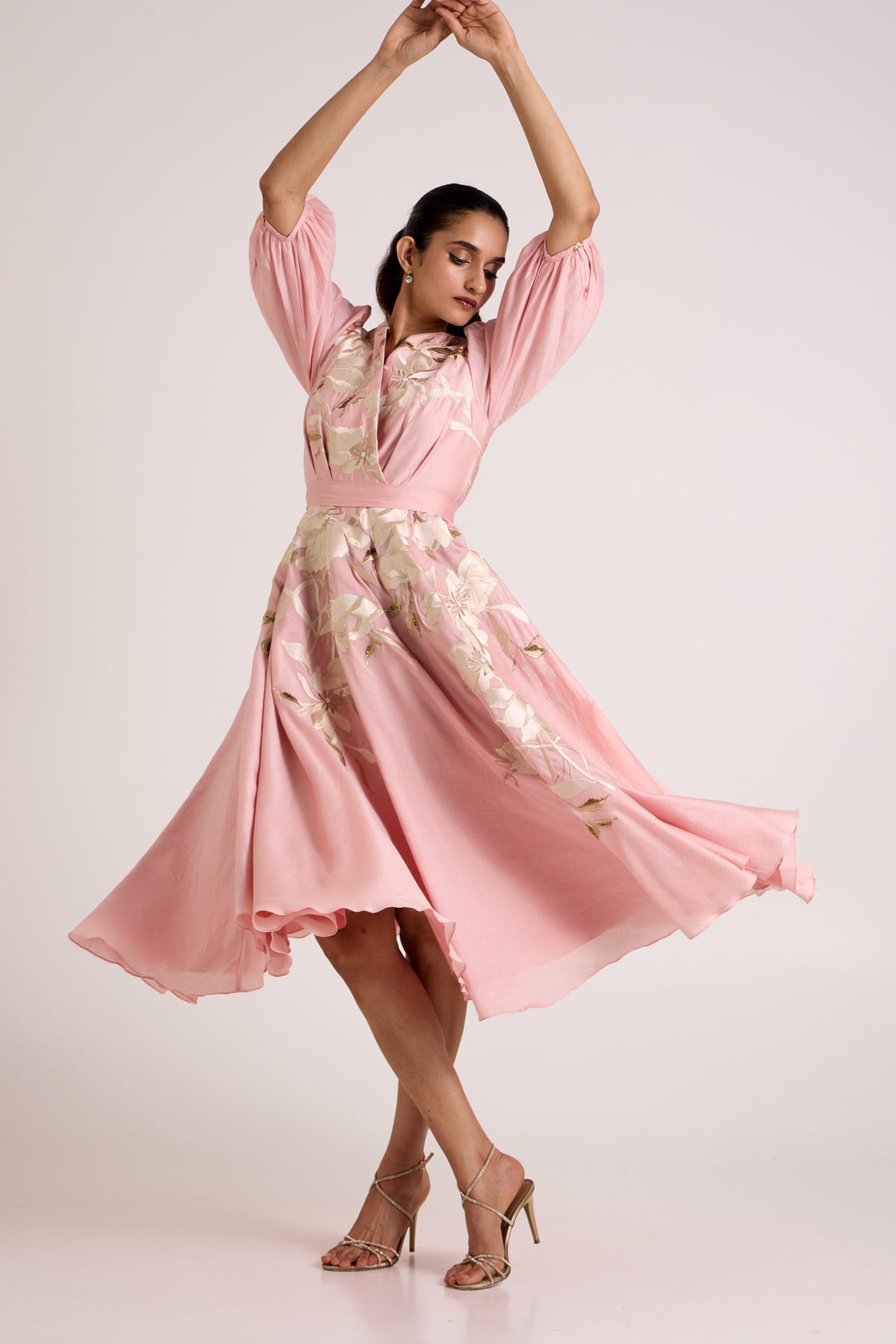 Ice Pink Saira - Circular Midi Dress